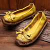 SOCOFY Bowknot Handmade Weave Original Retro Soft Flat Loafers