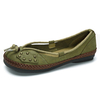 SOCOFY Button Lace Bowknot Flat Slip On Leather Loafers