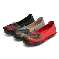 Socofy Color Blocking Leather Phoenix Retro Flat Lazy Loafers