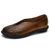 SOCOFY Embossing Genuine Leather Vintage Soft Flat Shoes