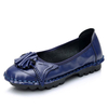 SOCOFY Fish Pattern Leather Soft Lazy Flat Loafers For Women