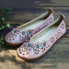 Socofy Floral Hollow Comfortable Original Soft Sole Vintage Flat Casual Shoes