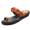 SOCOFY Flower Clip Toe Bohemia Vintage Flat Slippers For Women