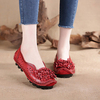 SOCOFY Flower Hollow Out Genuine Leather Original Soft Flat Loafers
