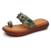 SOCOFY Genuine Leather Comfortable Handmade Retro Slippers