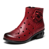 SOCOFY Handmade Flower Hollow Original Mid Heel Vintage Boots