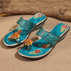 Socofy Handmade Flower Hollow Slippers Carving Retro Sandals