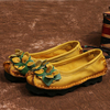 SOCOFY Handmade Genuine Leather Flower Soft Flat Casual Loafers