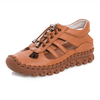 SOCOFY Handmade Leather Hollow Out Sandals Hiking Outdoor Casual Shoes