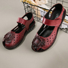 SOCOFY Handmade Peep Toe Genuine Leather Retro Original Flat Sandals