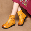 SOCOFY Handmade Vintage Ankle Leather Flat Boots