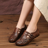 SOCOFY Hollow Out Breathable Buckle Soft Leather Loafers