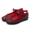 SOCOFY Hollow Out Breathable Pattern Leather Hook Loop Shoes