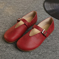 Socofy Hollow Out Buckle Leather Soft Flat Casual Slip On Loafers