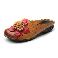 SOCOFY Hollow Out Flower Leaf Breathable Soft Backless Lazy Shoes