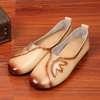 Socofy Leaf Stitching Original Handmade Soft Leather Causual Flat Loafers