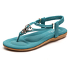 SOCOFY Metal Bohemia Slip On Clip Toe Flat Beach Sandals