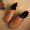 Socofy Multi-Way Pure Color Retro Soft Leather Slip On Flat Loafers