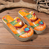 SOCOFY Orange Flower Hollow Out Backless Wedge Heel Shoes