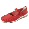 Socofy Pure Color Soft Leather Hook Loop Flower Flat Shoes
