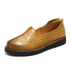 SOCOFY Retro Handmade Pattern Slip On Leather Flat Shoes