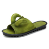 SOCOFY Retro Open Toe Genuine Leather Slip Slippers