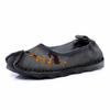 Sofocy Embroidery Pattern Soft Leather Flat Retro Loafers