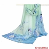 Soft Chiffon Flower Bird Printed Scraves Stole Silk Long Shawl Wrap