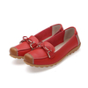 Soft Leather Butterfly Knot Metal Color Blocking Flat Loafers
