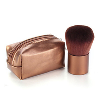 Soft Makeup Aluminum Brush Facial Beauty Powder Tool With Mini PU Leather Bag