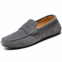 Soft Pure Color Suede Slip On Flat Casual Driving Moccasin Loafer