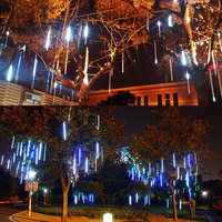 Solar Powered 30cm 8 Tube LED Meteor Shower Rain Garden Tree Outdoor Holiday Light