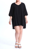 Solid Batwing Sleeve Ruffle High Low T-Shirt For Women