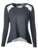 Solid Color Back Lace Stitching Long Sleeve O Neck Women T Shirts