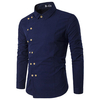 Solid Color Double Breasted Slim Fit Long Sleeves Shirts for Men