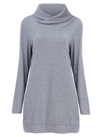 Solid Color High Collar Long Sleeve Slimming Sweater For Women