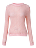 Solid Color Hole Pattern Long Sleeve O Neck Knit Blouses For Women