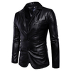 Solid Color Motorcycle Synthetic PU Leather Solid Color Coat Jacket for Men