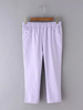 Solid Elastic Waist Pockets Slim Stretch Capri Pants For Women