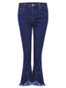 Solid High Waist Pocket Tassels Flares Pants Denim Pants For Women