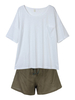 Solid Knitting T-shirt Drawstring Shorts Two-piece Women Casual Tracksuit