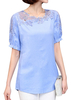 Solid Lace Hollow Out Short Sleeve Women T-Shirts