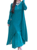 Solid Loose Layered Breathable Ethnic Style Long Sleeve Dress