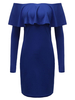 Solid Off Shoulder Bodycon Sexy Women Ruffles Pencil Dress
