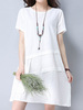 Solid Patchwork Short Sleeve O Neck Women Dresses