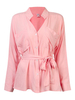 Solid Pocket Button Stand Collar Shirt For Women