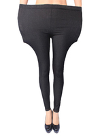 Solid Pocket Elastic Waist Slim Stretch Pants For Women