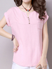 Solid Pocket Short Sleeve V Neck Women T-Shirts