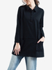 Solid Pocket Turn Down Collar Long Sleeve Women Sweatshirts