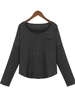 Solid Pockets Casual V-neck Long Sleeve Women Blouse